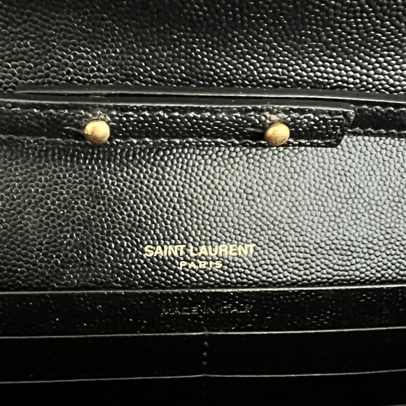 ๐SOLD๐ SAINT LAURENT Large Black WOC Grain de Poudre Wallet on Chain Monogram - Picture 11 of 16